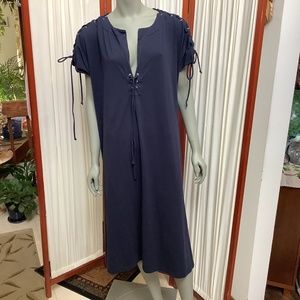 Eloquii Navy Blue Cotton Dress With Nautical Theme Ties Size 22/24